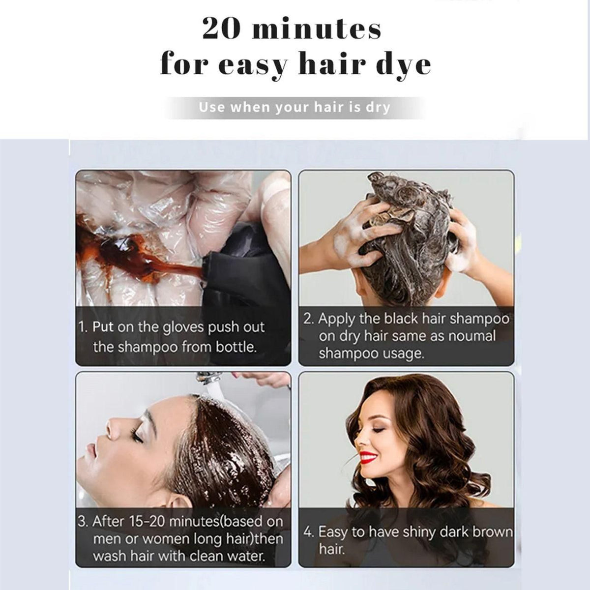 Long Lasting Natural Hair Dye Shampoo 100ML